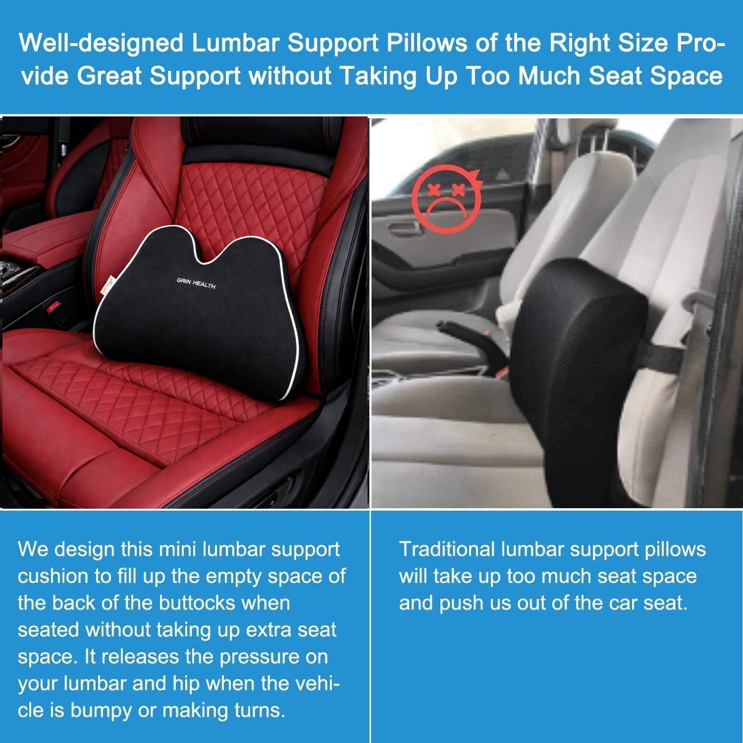 Mini Backrest Lumbar Support, Travel Backrest Cushion