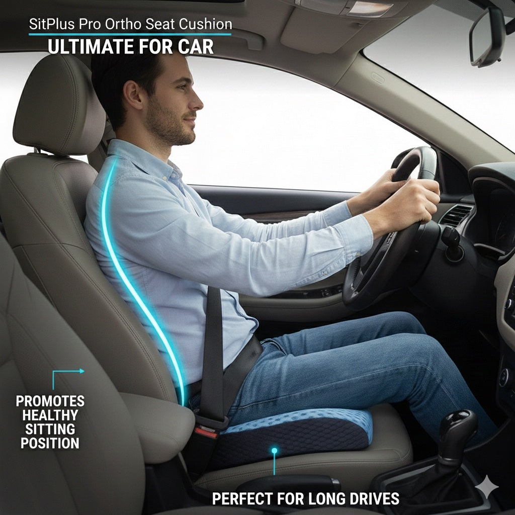 Car Seat Cushion -High Density, Extra Support for Long Driving