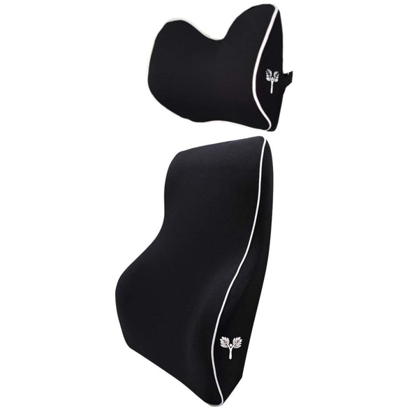 SitRight Pro Large Curve Backrest Lumbar Support Cushion & Headrest Neck Pillow (Black)