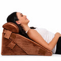 3pcs Bed Wedge Cushion Pillow Set with Neck Support (Brown)