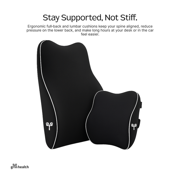 Car Comfort Combo (Large Curve), Backrest Ful Lumbar Support & Car Neck Rest Pillow