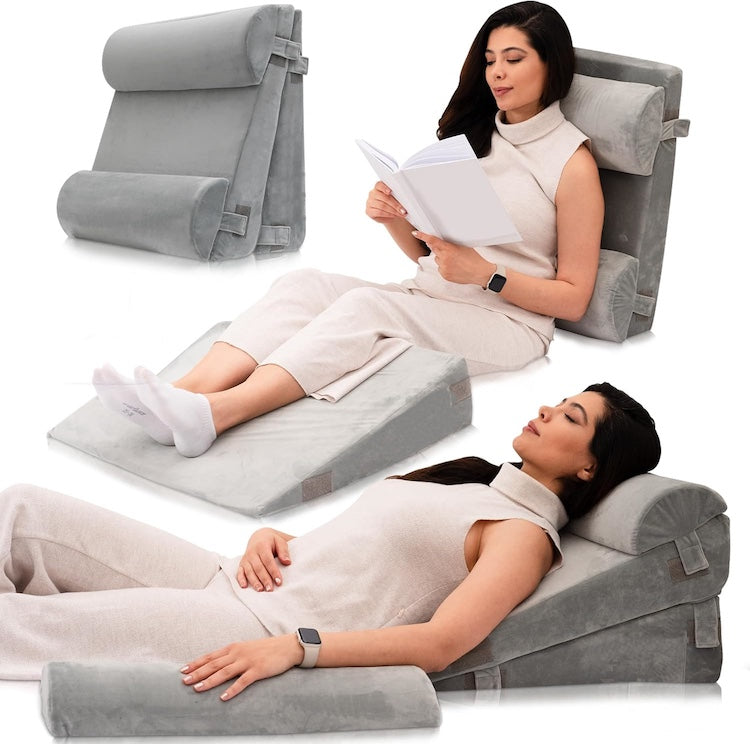 4pcs in One (2 Bed Wedges Set ) Orthopedic Bed Wedge Pillow Set With Neck Support LX