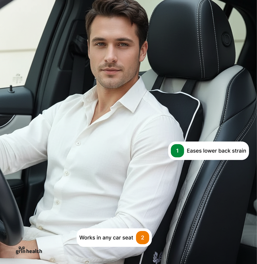 SitRight Pro Car Backrest Cushion Full Lumbar Back Support, Large