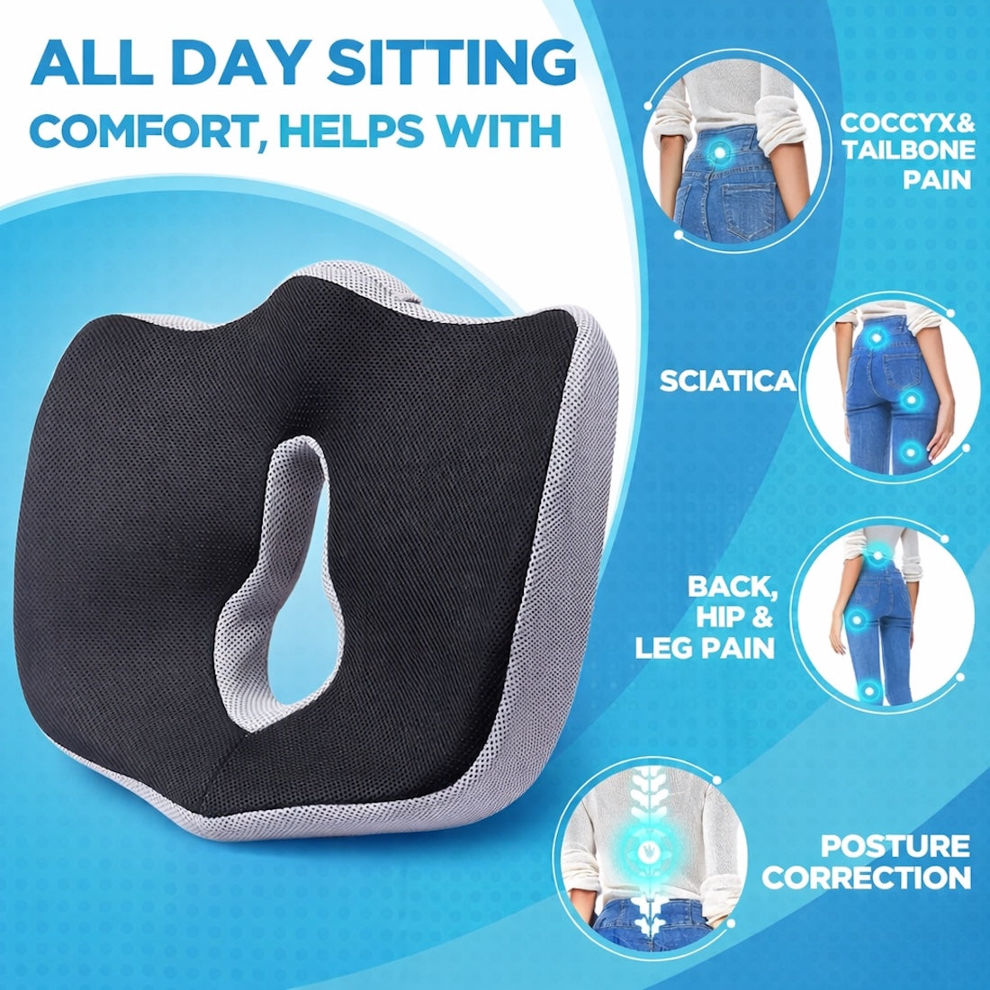 CoccyxPlus | Premium Patented Orthopedic Sitting Support – Grin Health