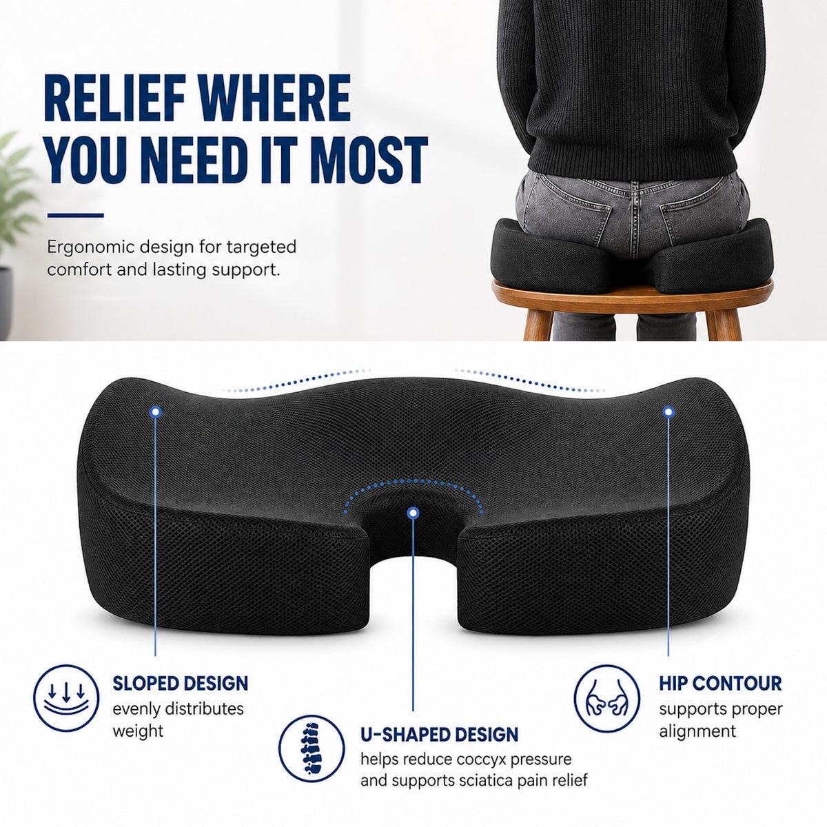 Coccyx Seat Cushion – Tailbone Support
