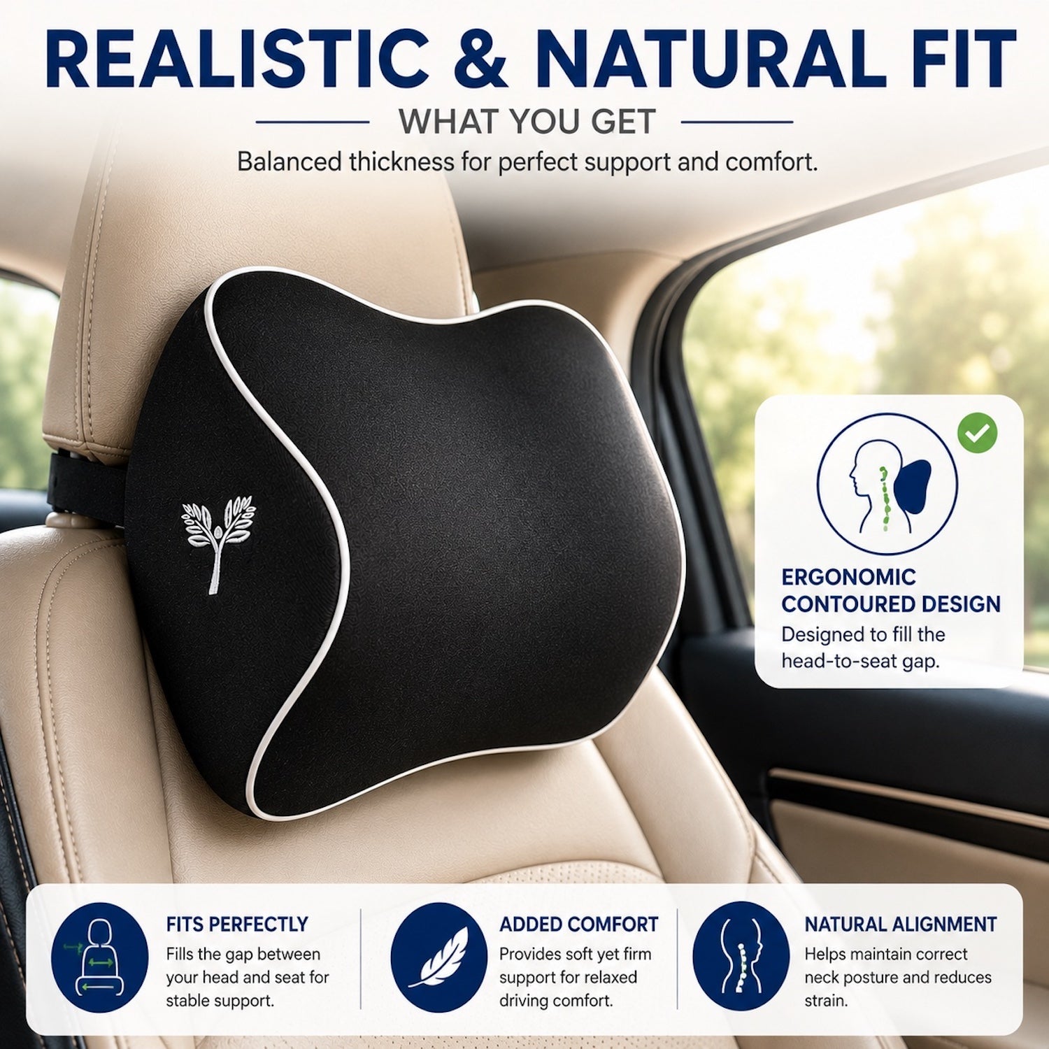 Car Neck Rest Pillow (Large) Added Comfort Support for Extra Cushioning