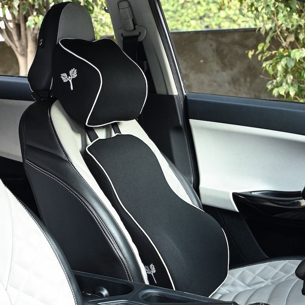 Car Backrest Lumbar Support & Car Neck Pillow Combo Kit (Large)