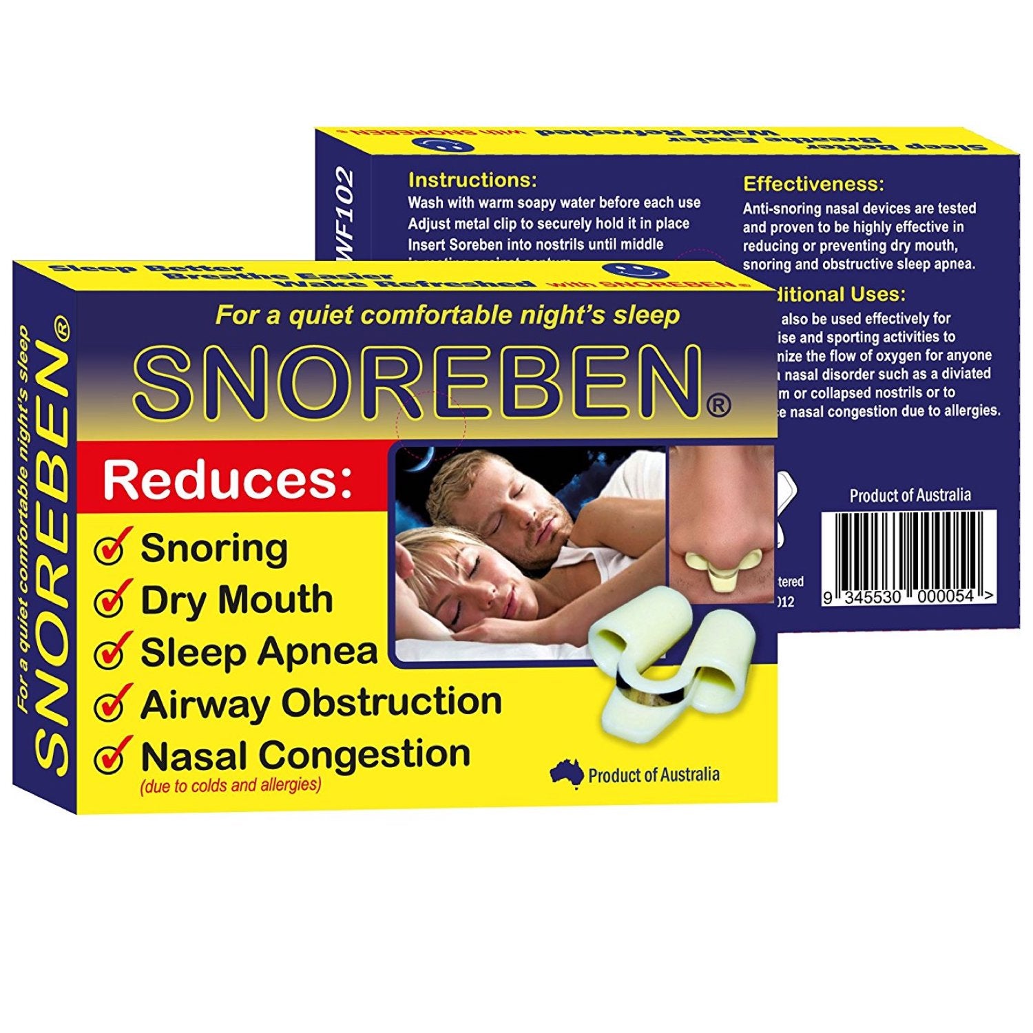 SNOREBEN Anti Snoring Nose Vents Sleep Aid Device, Qty -2 Pcs