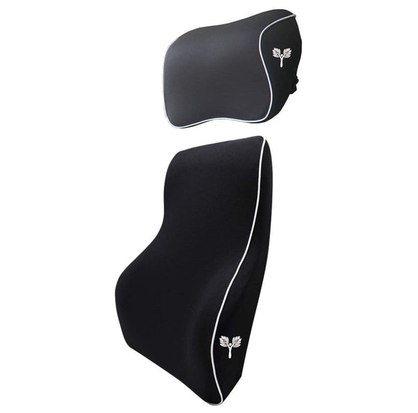 SitRight Pro Large Backrest Lumbar Support Cushion & Headrest Neck Pillow (Black)