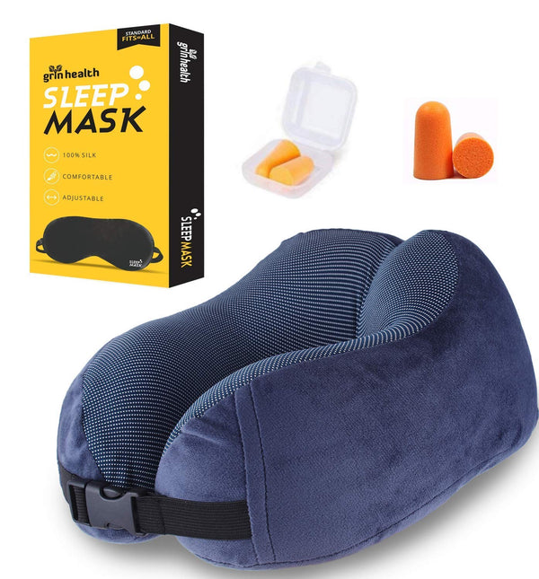 Travel Pillow Kit, Silk Eye Masks, Earplugs, and Carry Bag