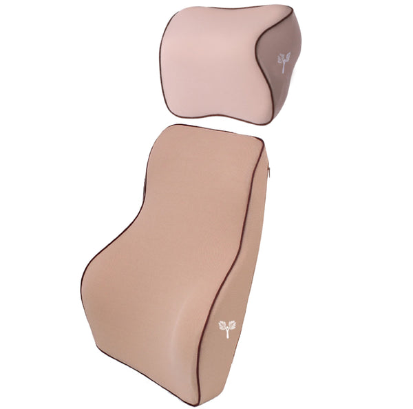SitRight Pro Large Backrest Lumbar Support Cushion & Headrest Neck Pillow (Beige)