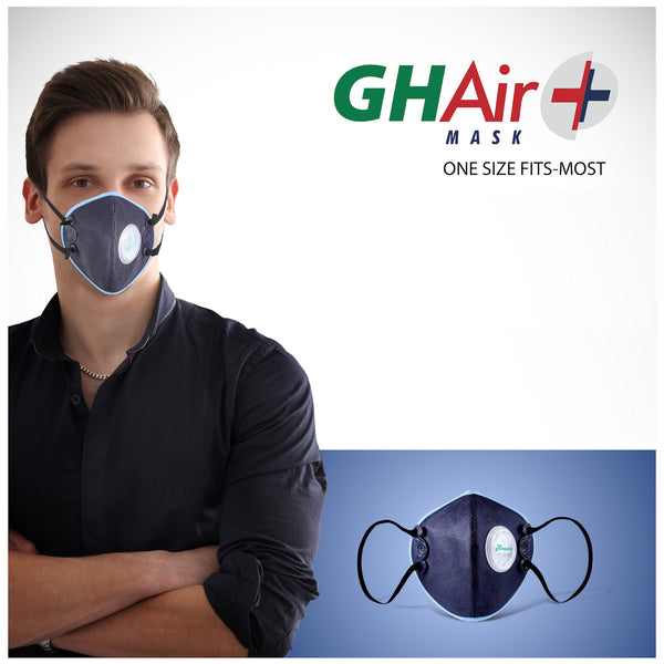 GHAir+ Anti Pollution Mask with Air Valve, Activated Carbon, Safty HEPA, Free Size