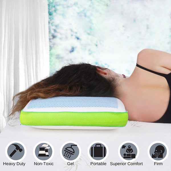 Ultra Soft Cooling Gel Memory Foam Support Bed Pillow for Sleeping- Reversible King Size