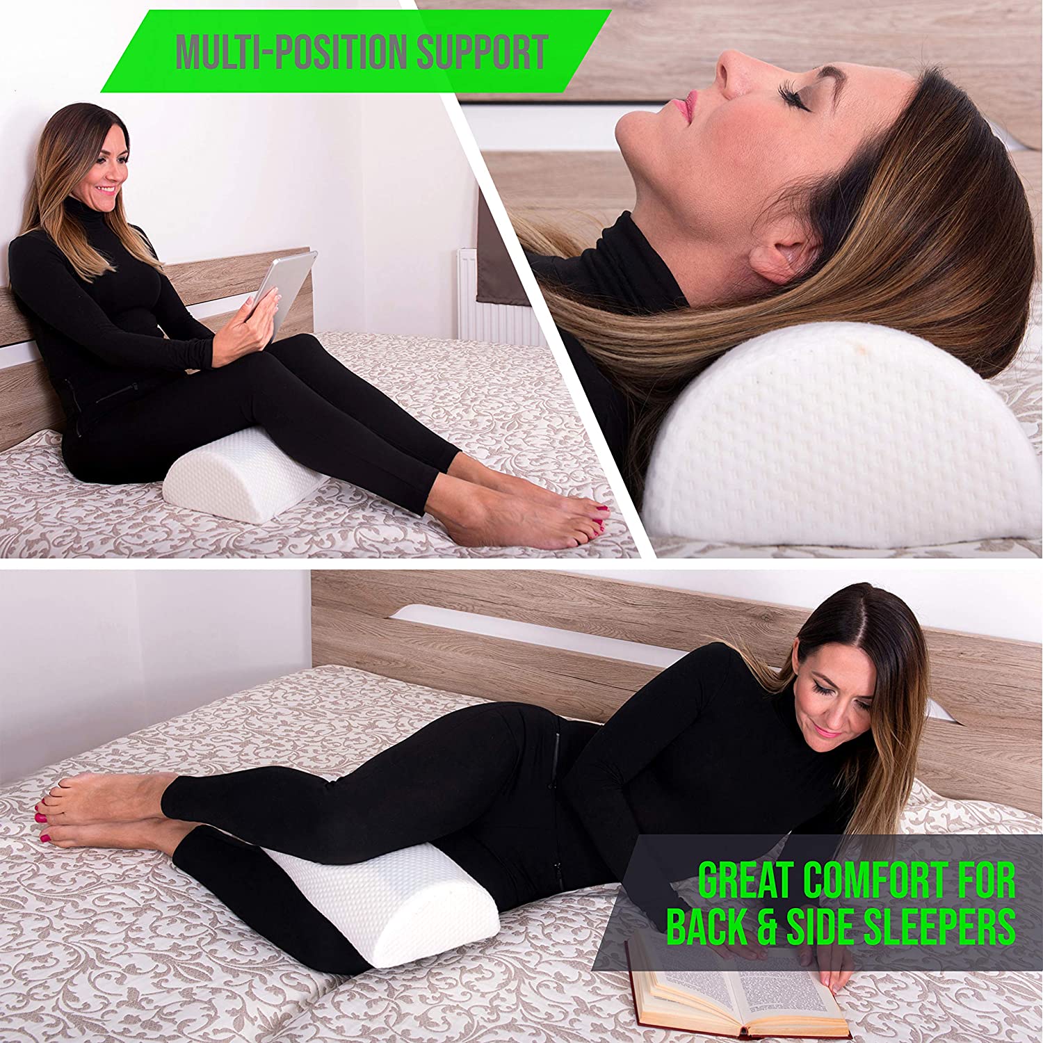 Gel Top Semi Roll Pillow, Half Moon Bolster Pillow