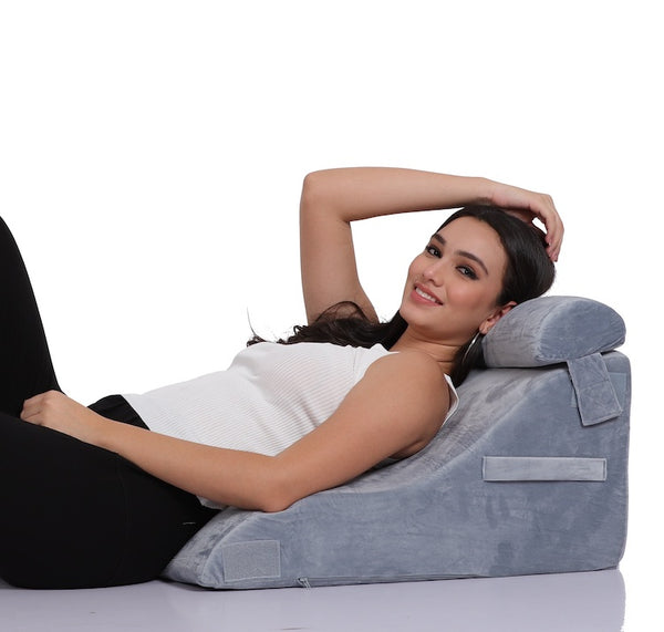 Bed Wedge Pillow Set with Added Adjustable Neck Pillow